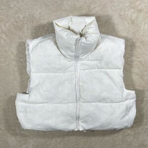 Boxy White Puffer Vest